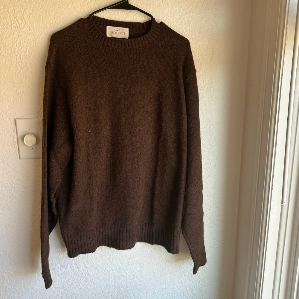 Vintage Jantzen Brown Wool Crew Neck Sweater Made in USA L